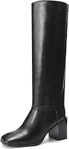 Amazon.com | feetquake Women's Knee High Boots Chunky Heel